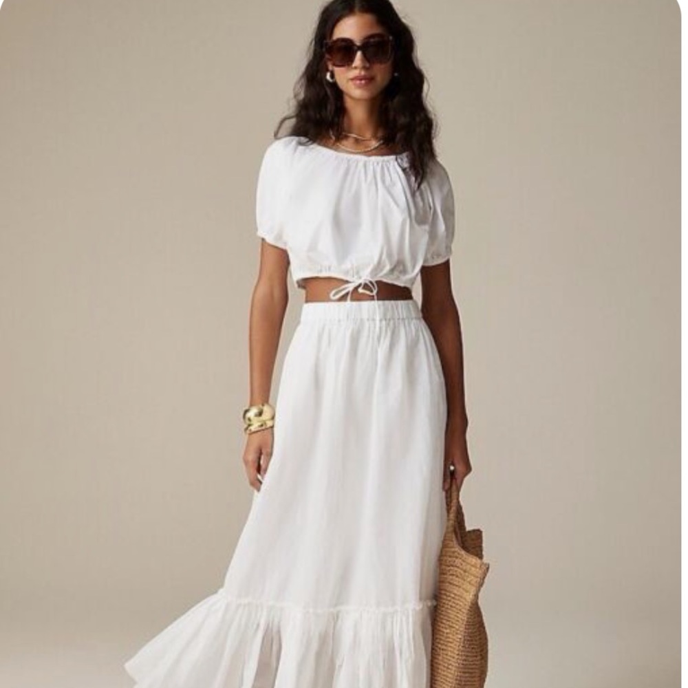 J Crew Cinched Waist Top White